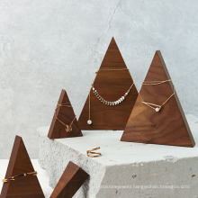 Pyramid triangle solid wood jewelry display stand